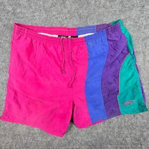 Vintage Hobie Swim Trunks Mens 1X Pink Colorblock Mesh Lined Nylon Board Shorts